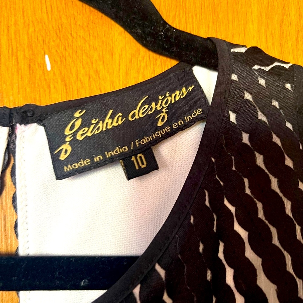Anthropologie Women’s Geisha Designs Black and White Striped Halter Dress - Picture 5 of 8